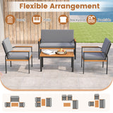 4 Piece Patio Furniture Set with Coffee Table and Loveseat with Removable Cushions
