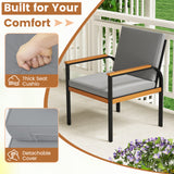 4 Piece Patio Furniture Set with Coffee Table and Loveseat with Removable Cushions