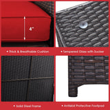 4 Pieces Outdoor Patio Rattan Furniture Set with Cushioned Loveseat and Storage Box