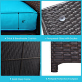 4 Pieces Outdoor Patio Rattan Furniture Set with Cushioned Loveseat and Storage Box