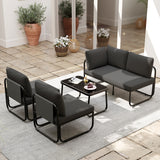 4 Pieces Patio Furniture Set with Cushions and Coffee Table