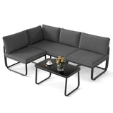 4 Pieces Patio Furniture Set with Cushions and Coffee Table