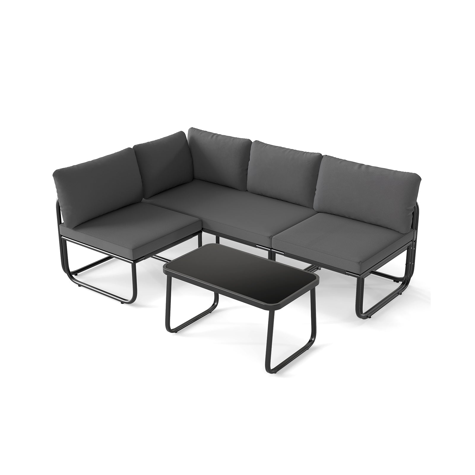 4 Pieces Patio Furniture Set with Cushions and Coffee Table
