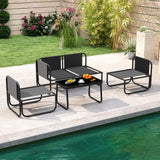 4 Pieces Patio Furniture Set with Cushions and Coffee Table