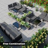 4 Pieces Patio Furniture Set with Cushions and Coffee Table