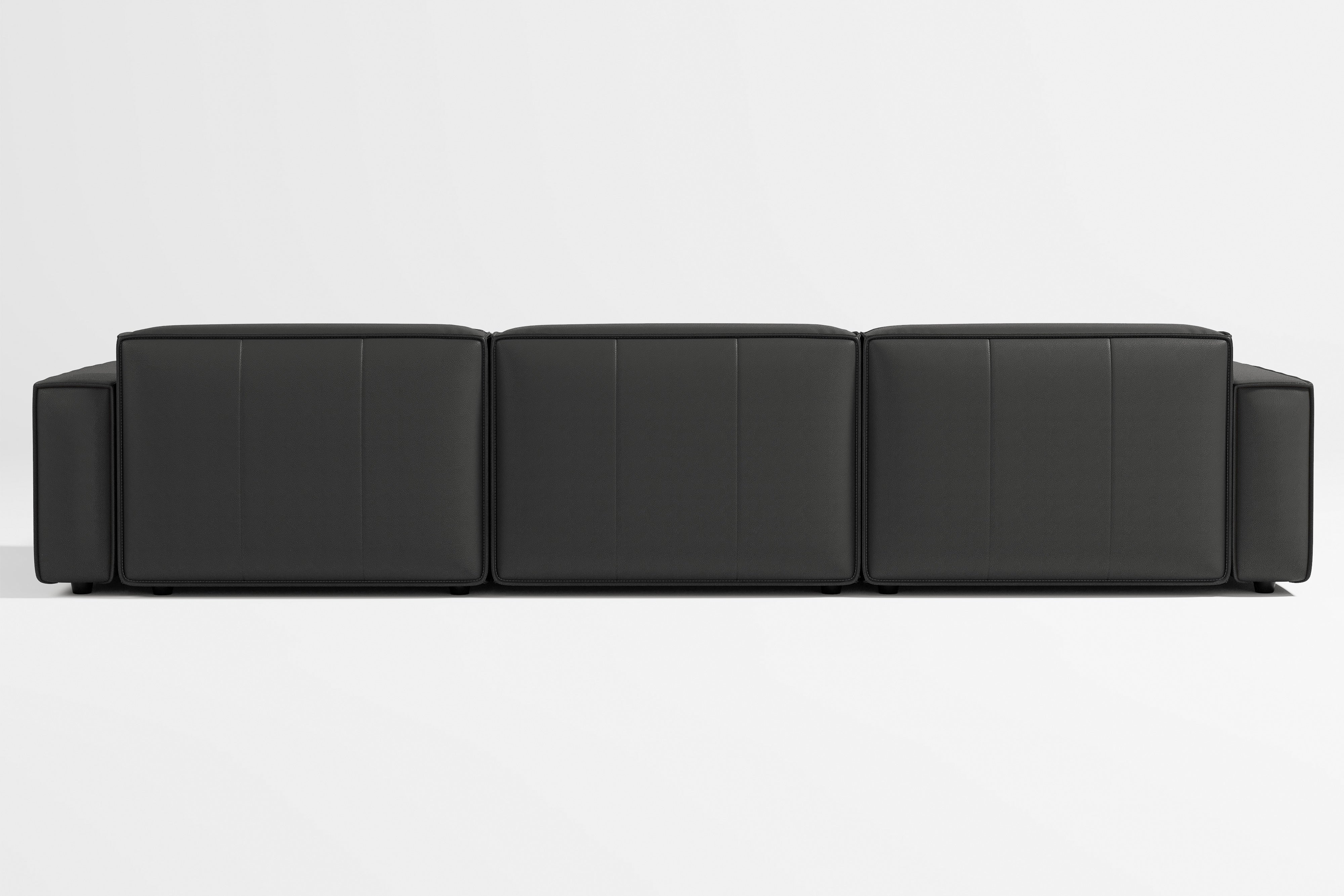 Valencia Nathan Full Aniline Leather Modular Sofa with Down Feather, Right Chaise, Black Color