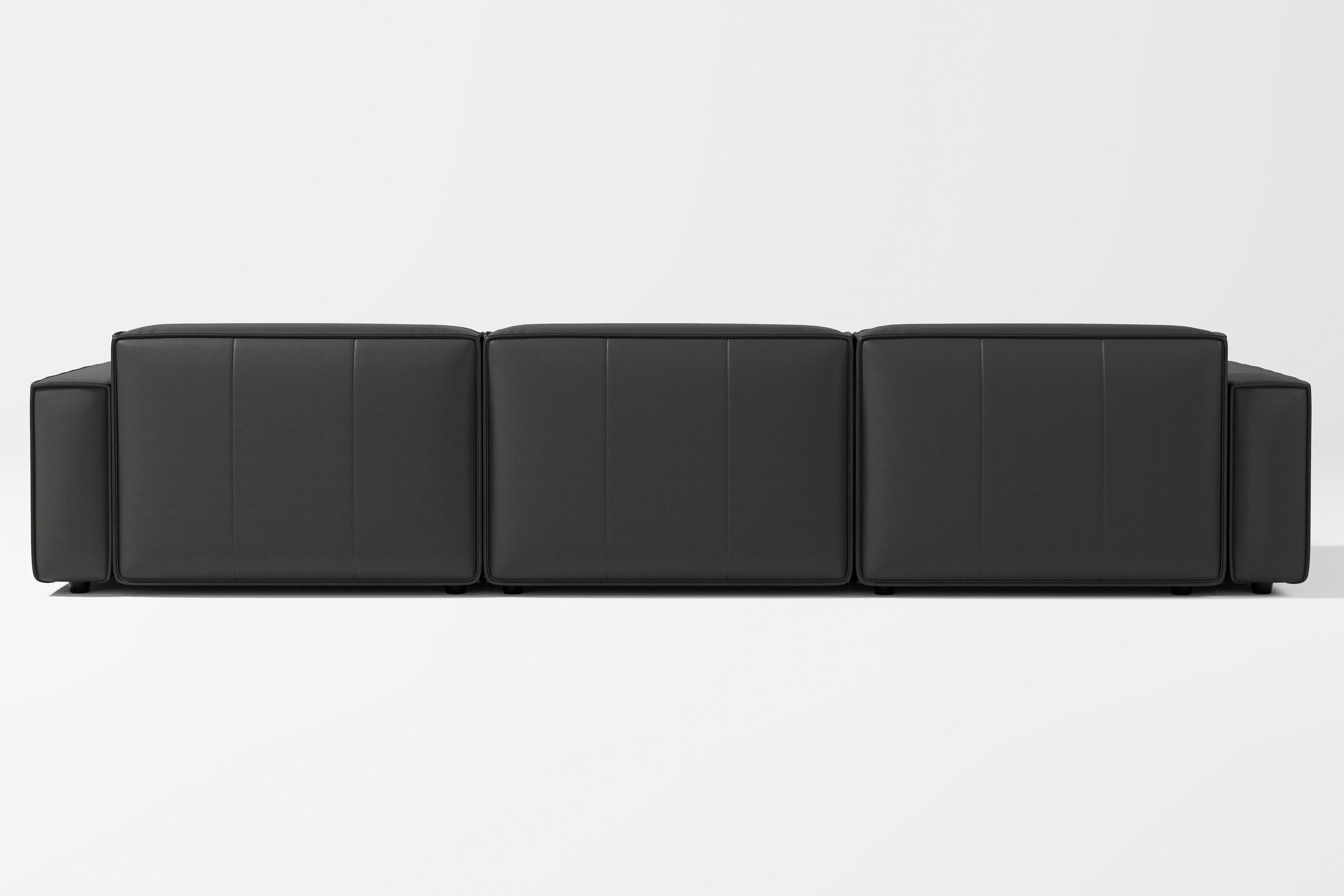 Valencia Nathan Full Aniline Leather Modular Sofa with Down Feather, Left Chaise, Black Color