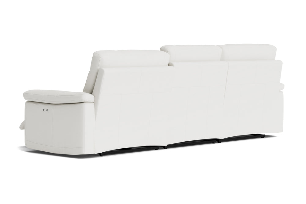 Valencia Vivian Top Grain Leather Three Seats Sofa, Winter White