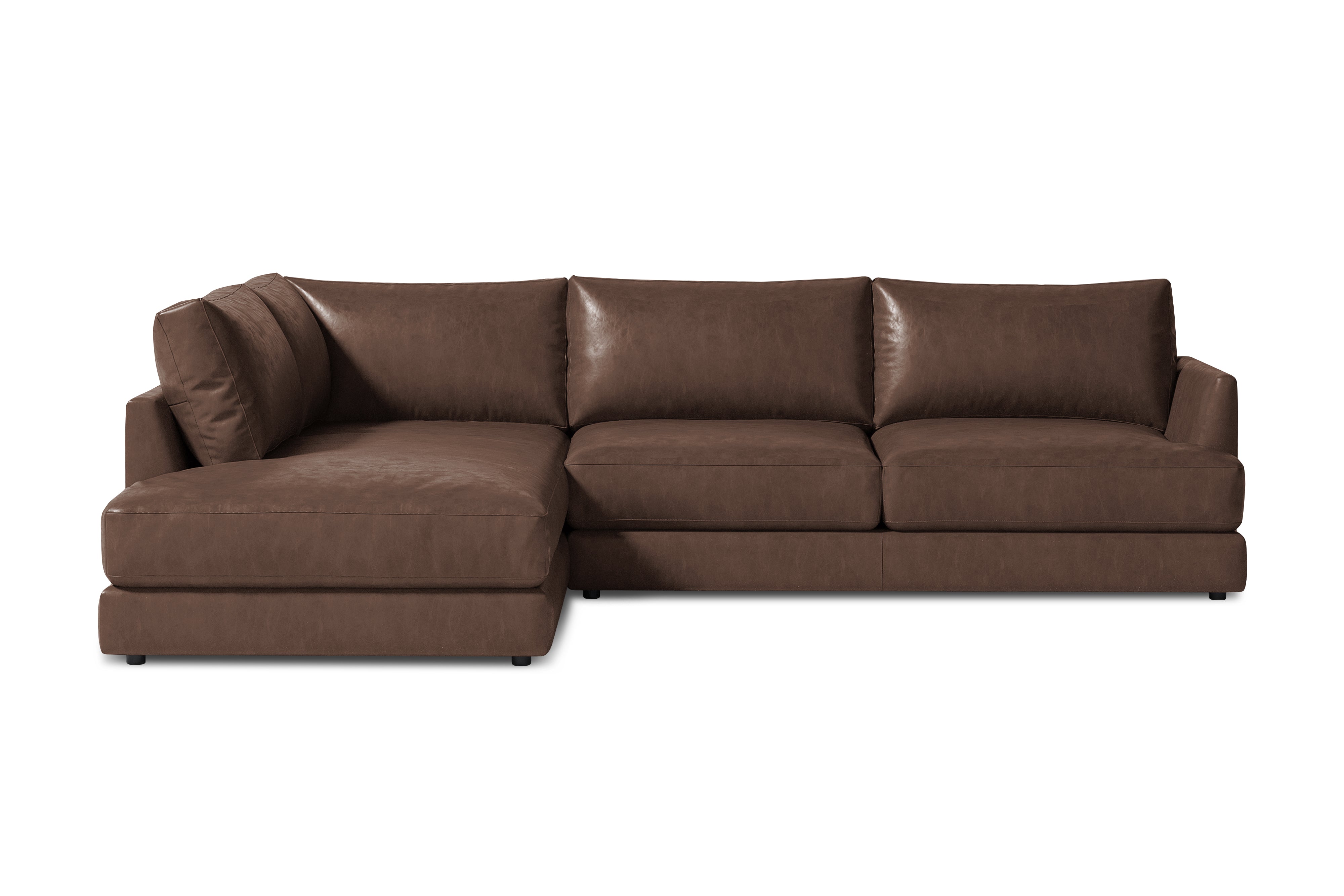 Valencia Serena Leather 2-Piece Left Bumper Chaise Sectional Sofa, Brown