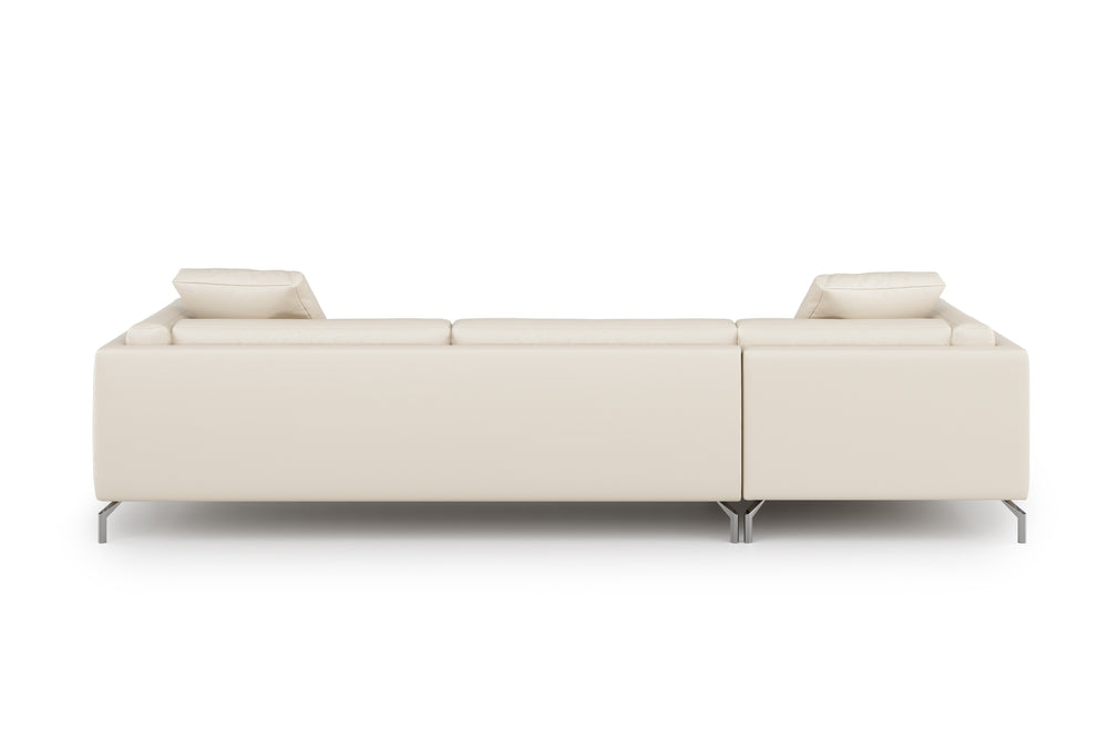 Valencia Zadar Leather Sofa with Right Chaise, Beige