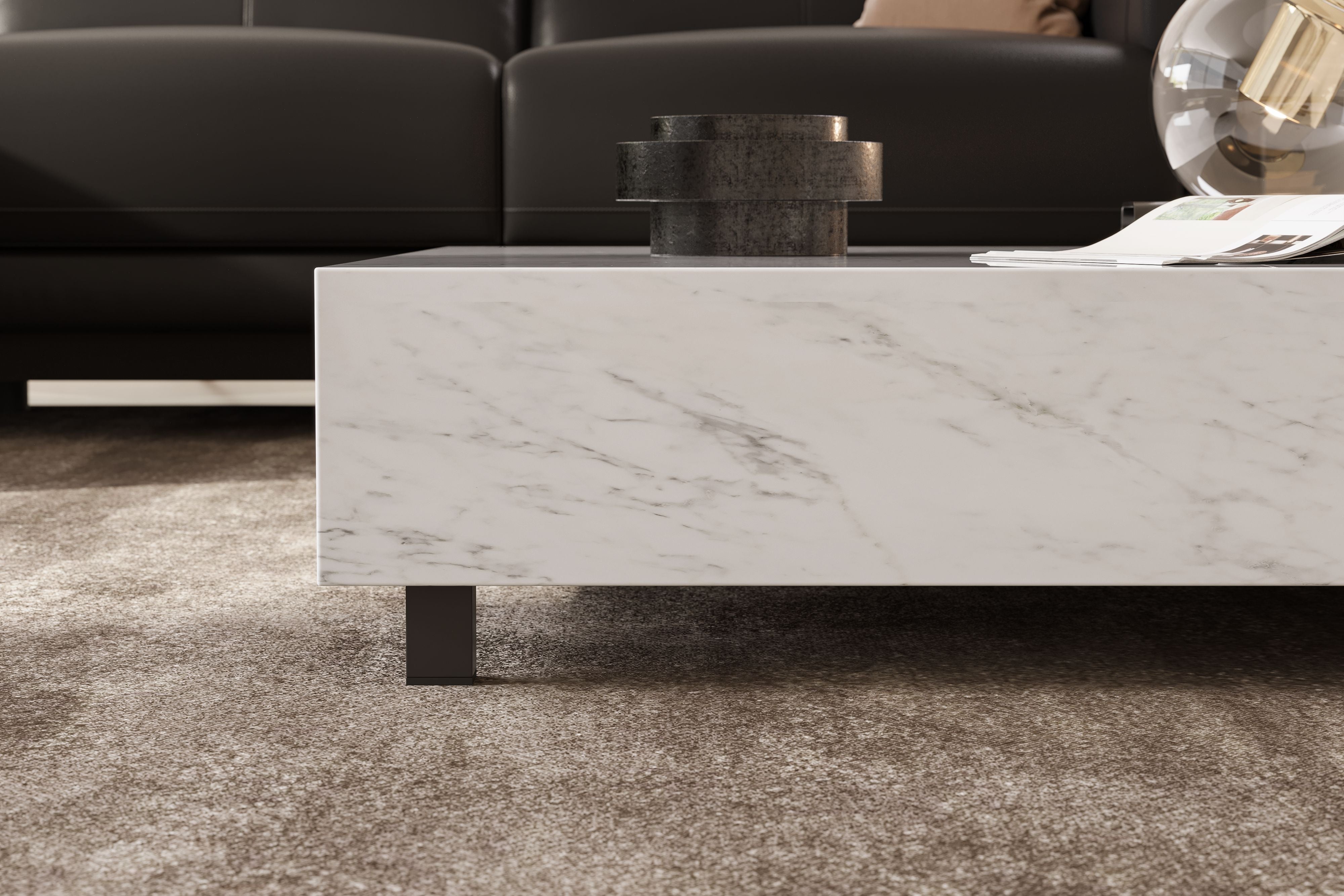 Valencia Addison Carrara Marble Coffee Table, White Color