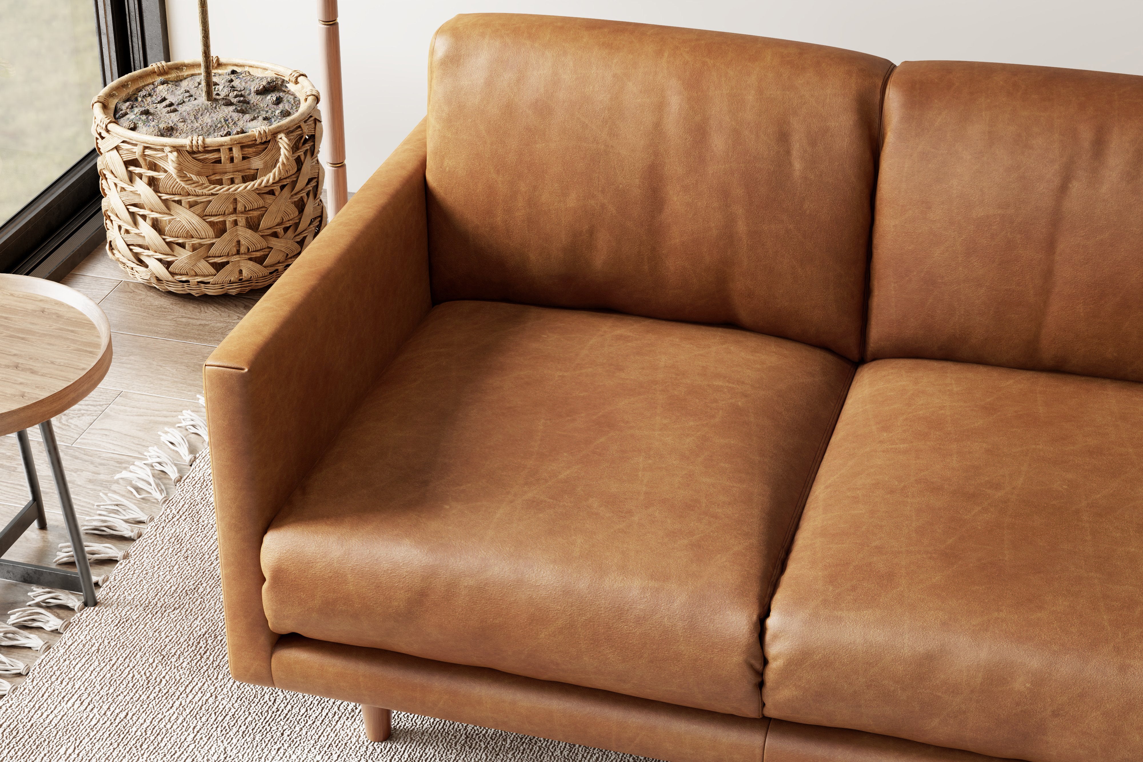 Valencia Toulon Leather Three Seats Sofa, Cognac