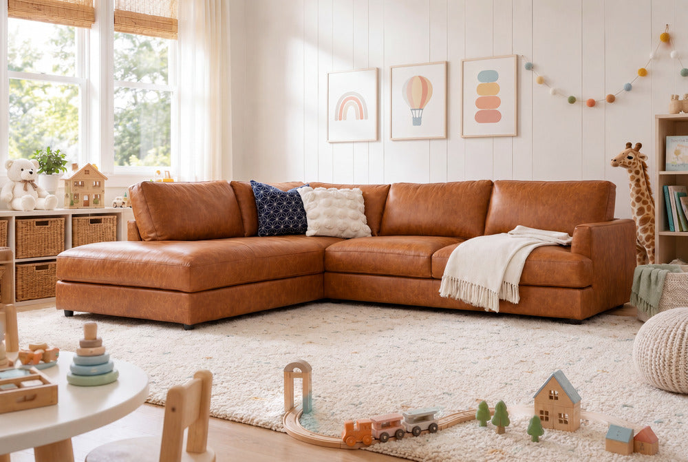 Serena Leather Sectional Sofa - Distressed