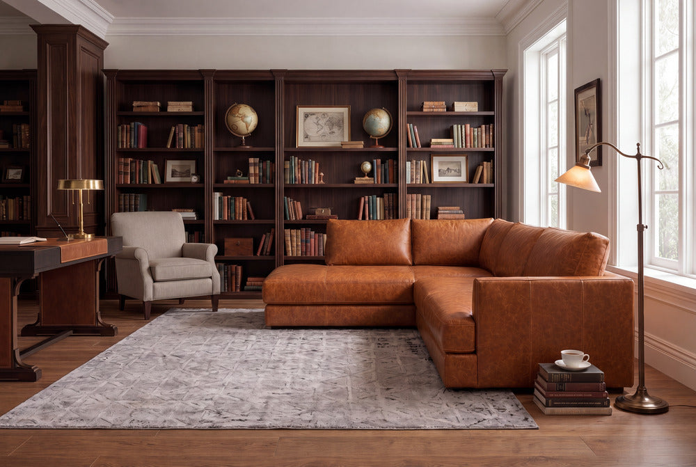 Home office with leather seating