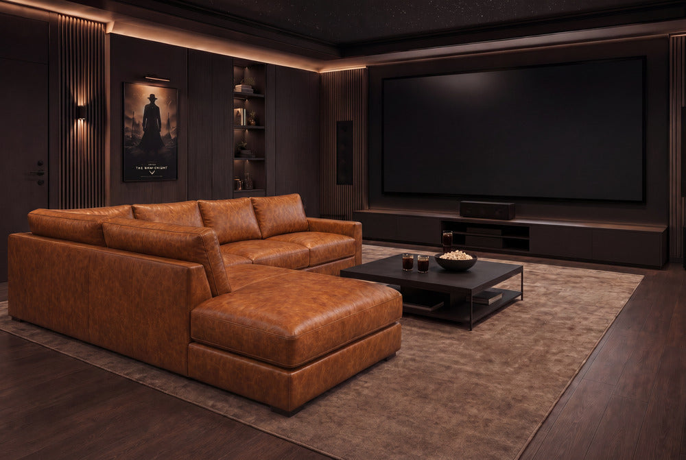 Entertainment room with leather seating
