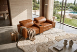 Elodie Distressed Italian Aniline Leather Dual Recliner Sofa with Console
