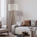 TOKYO Beige Linen Floor Lamp for Living Room, Bedroom & Reading Nook – Scandinavian Minimalist Design