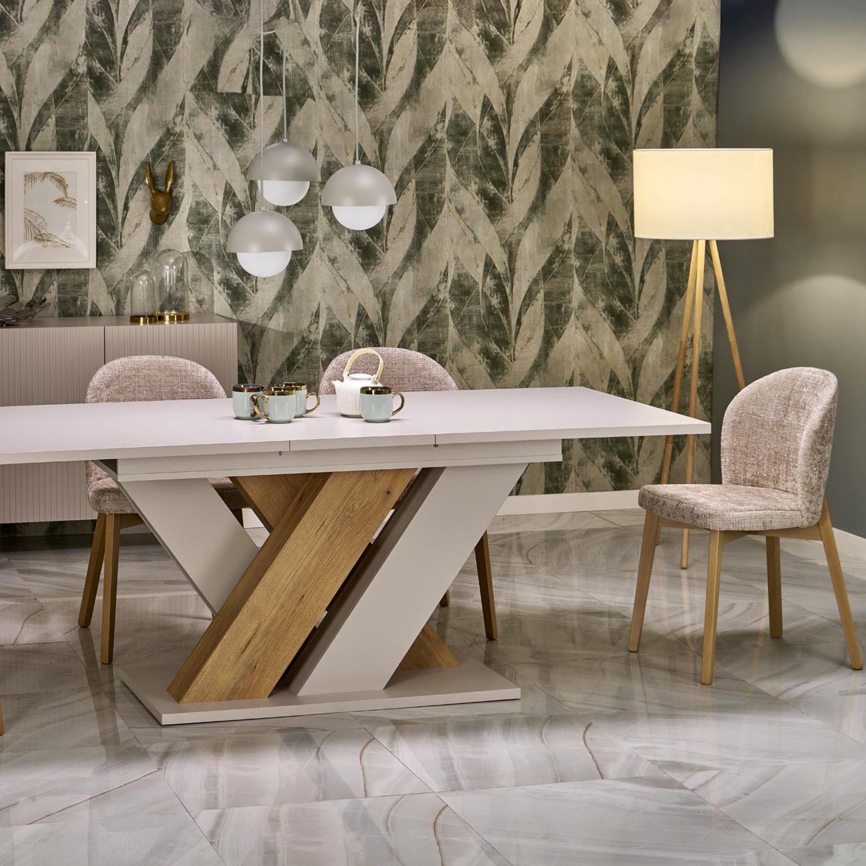 TOKYO Beige Linen Floor Lamp for Living Room, Bedroom & Reading Nook – Scandinavian Minimalist Design