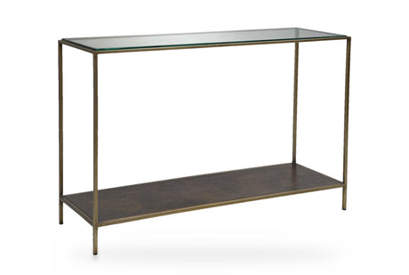 Vaughn Glass Console Table in Bronze, studio photo