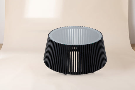 Hartley Round Coffee Table in Black, studio photo