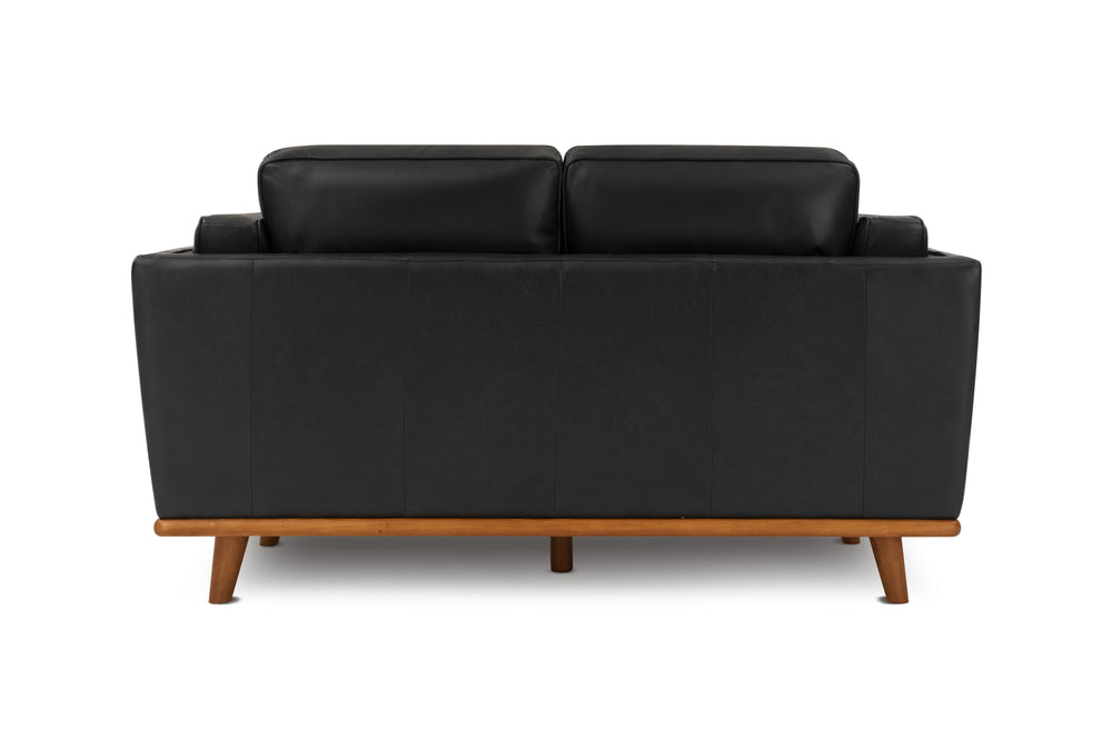 Valencia Artisan Loveseat Leather Sofa, Black