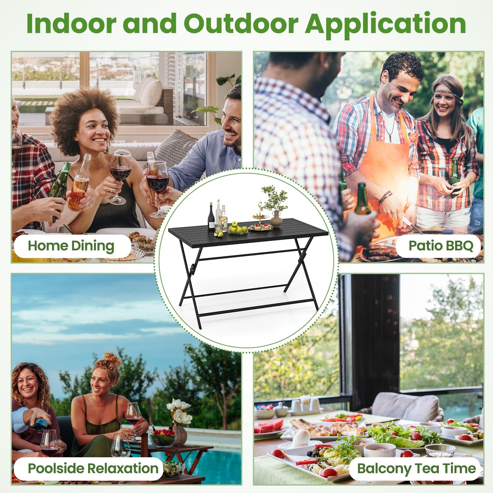 5-Piece Foldable Outdoor Dining Set for Backyard Garden Deck