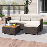 5-Piece Wicker Conversation Set Rattan Set with Cushions and Coffee Table