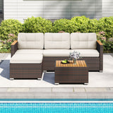 5-Piece Wicker Conversation Set Rattan Set with Cushions and Coffee Table