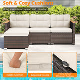 5-Piece Wicker Conversation Set Rattan Set with Cushions and Coffee Table