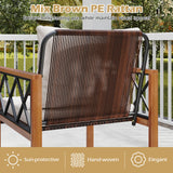 5 Pieces PE Wicker Patio Furniture Set with Acacia Wood Frame