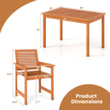 5 Pieces Patio Wood Dining Set Outdoor Rectangular Table and Chairs