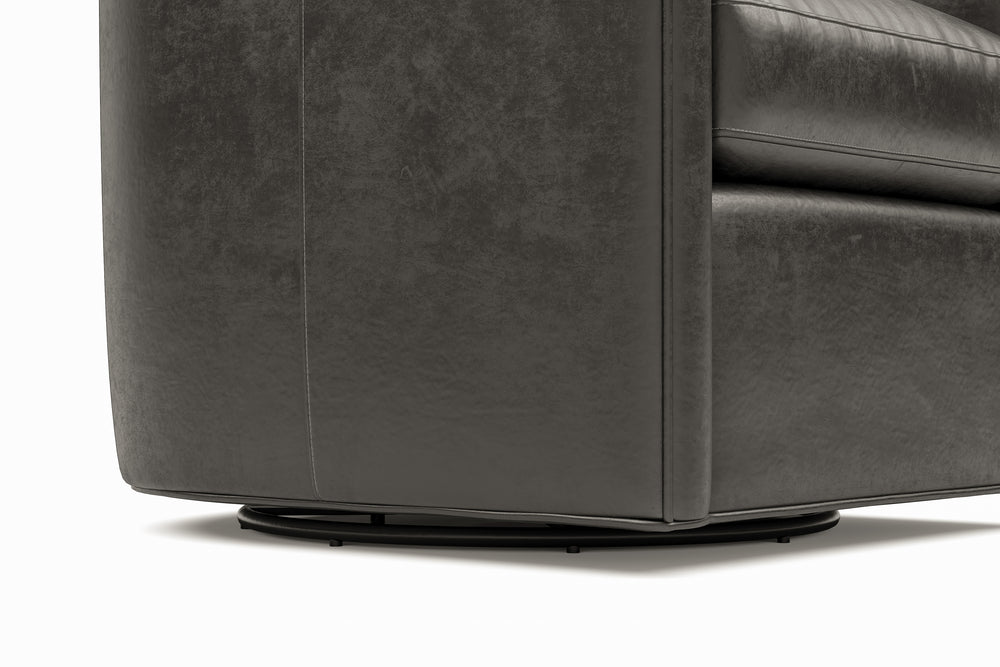 Valencia Riley Leather Swivel Accent Chair, Black Color