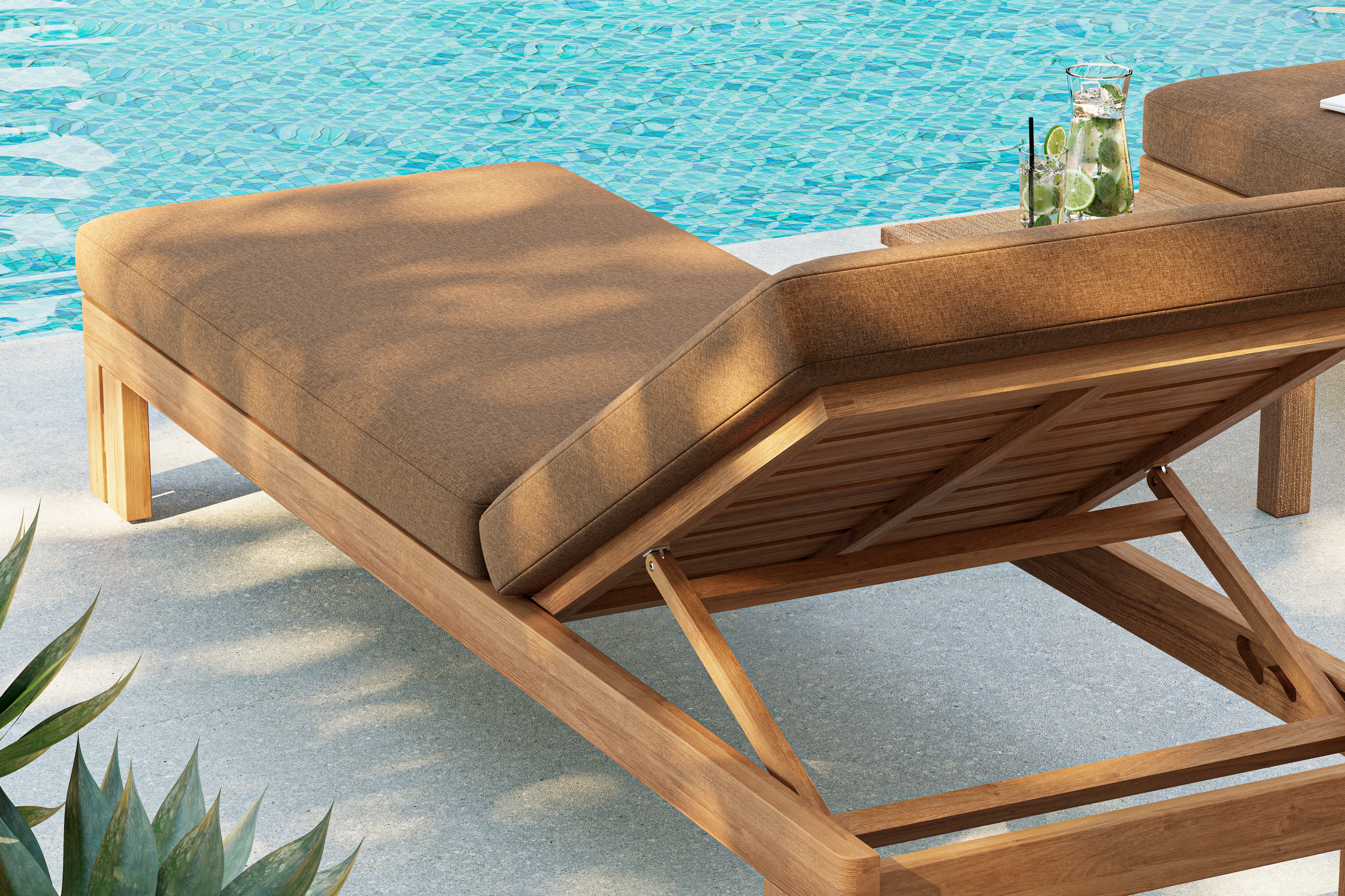 Valencia Roberto Natural Teak Outdoor Chaise, Brown