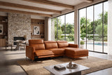Andria Distressed Italian Aniline Leather Power Reclining Sectional Sofa