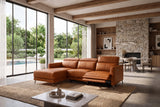 Andria Distressed Italian Aniline Leather Power Reclining Sectional Sofa