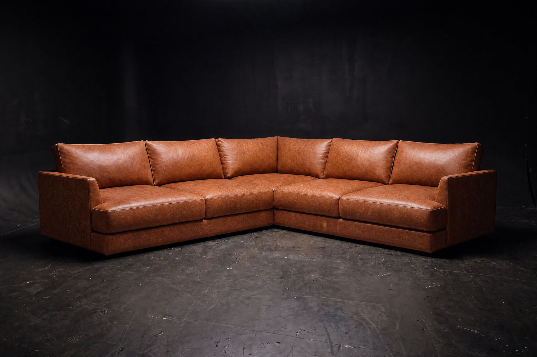 Serena Distressed Leather Corner Sectional Sofa