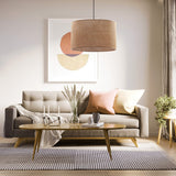 Jute Natural Fiber Scandinavian Pendant Ceiling Light for Kitchen Island, Dining Room & Warm Interior Lighting