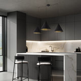 CONO Black Modern Minimalist Suspension Pendant Ceiling Light Fixture for Kitchen Island, Dining Room & Living Room (3-Light)