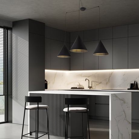 CONO Black Modern Minimalist Suspension Pendant Ceiling Light Fixture for Kitchen Island, Dining Room & Living Room (3-Light)