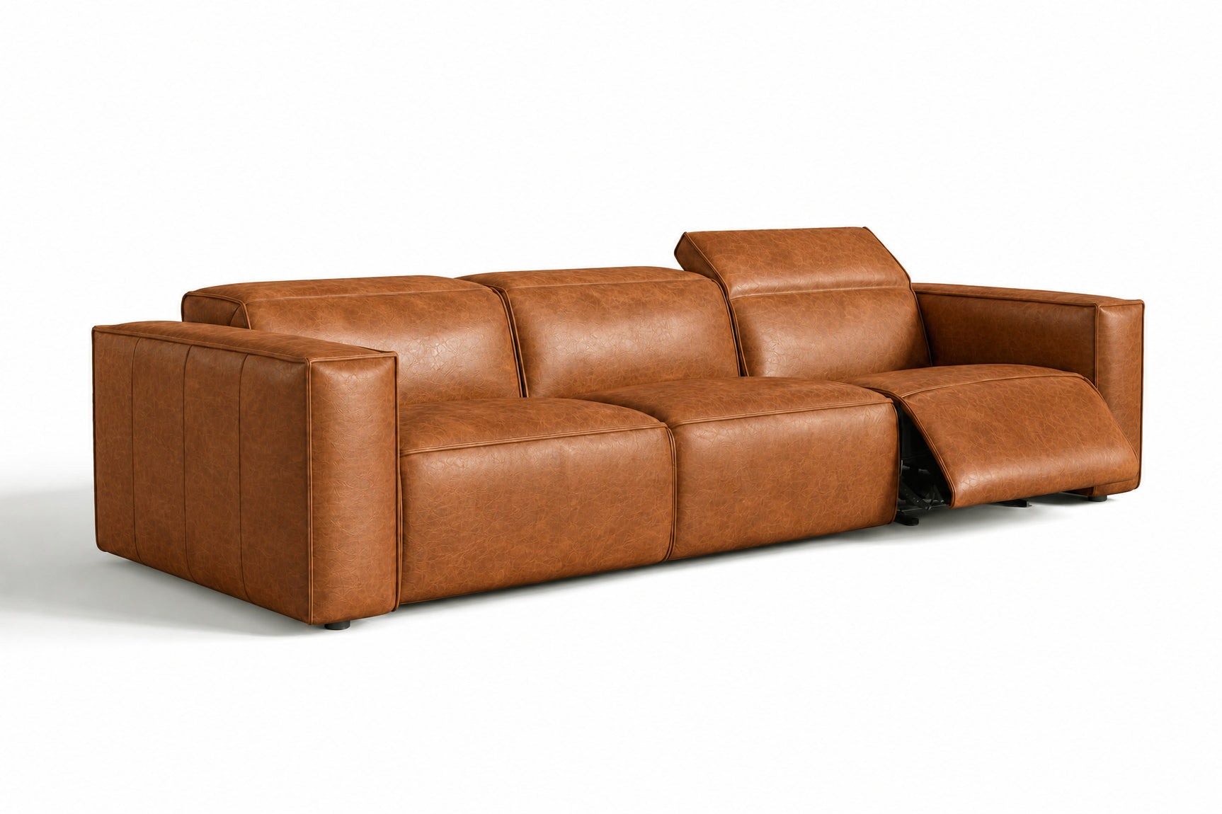 Emery Distressed Italian Aniline Leather Dual Recliner Sofa
