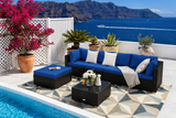 6 Pieces Outdoor Patio Rattan Furniture Set Sofa Ottoman