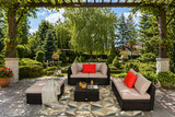 6 Pieces Outdoor Patio Rattan Furniture Set Sofa Ottoman