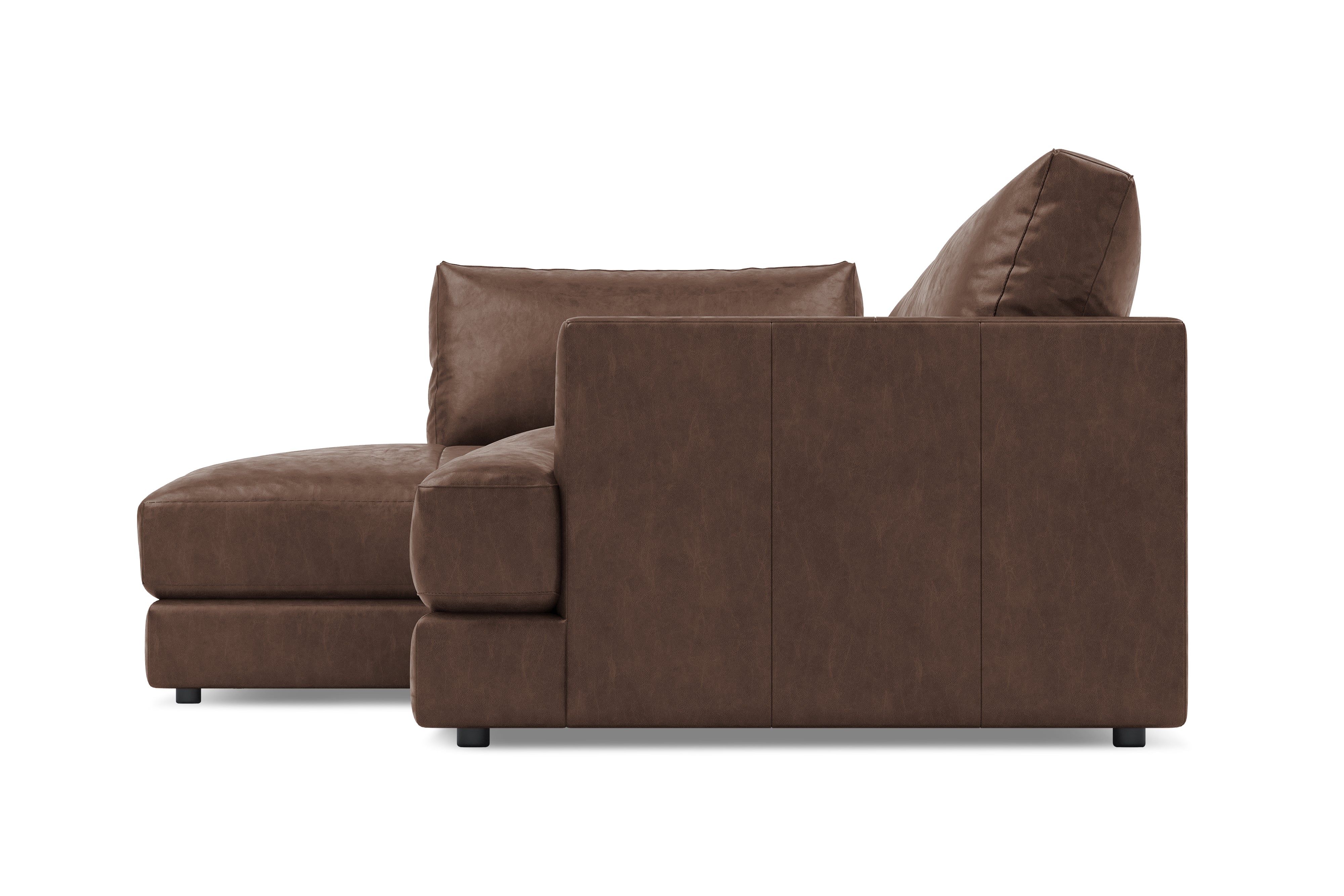 Valencia Serena Leather Three Seats with Left Chaise Sectional Sofa, Brown