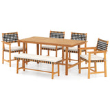 6-Piece Patio Dining Set for 5-6 People Farmhouse Furniture