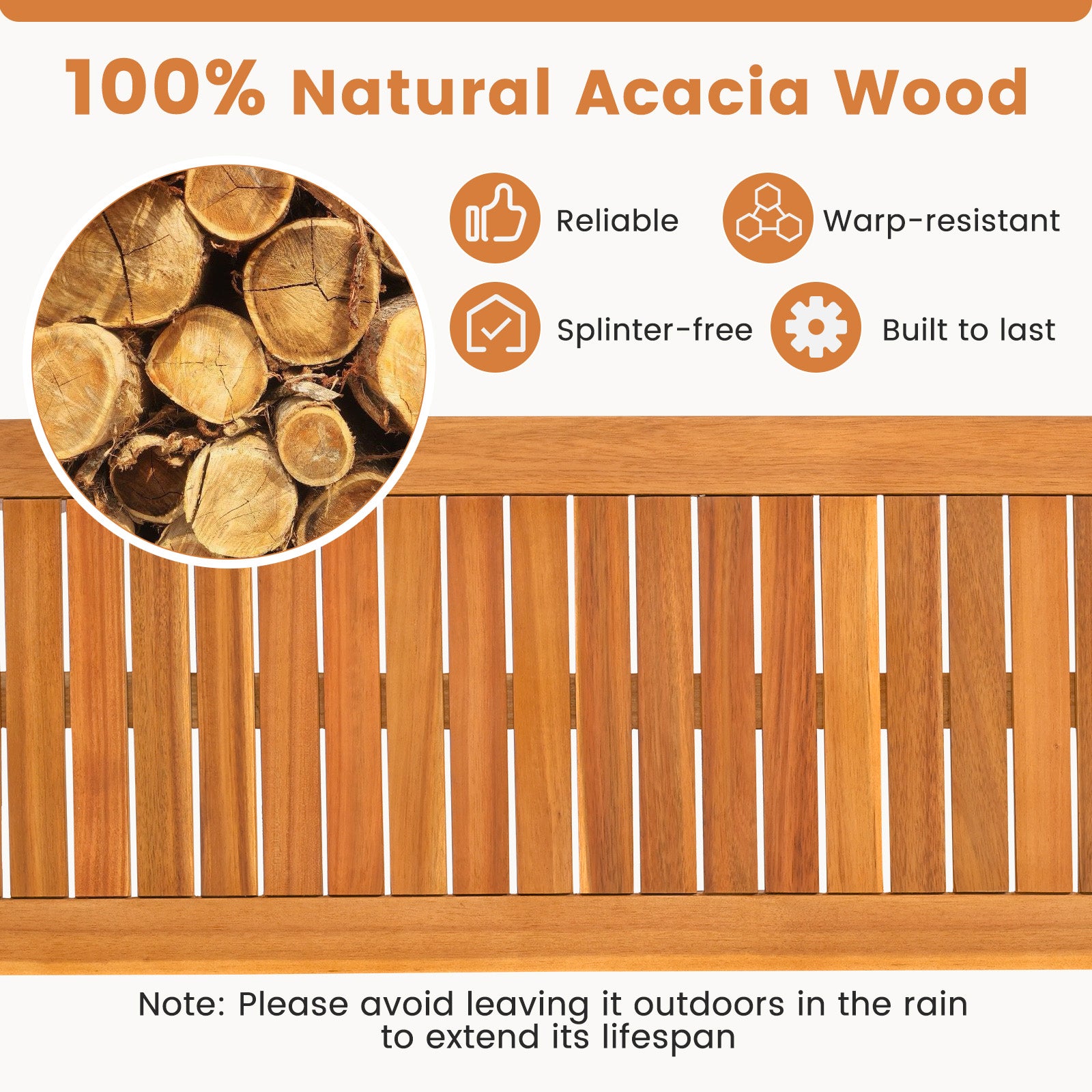 6 Pieces Outdoor Acacia Wood Dining Set with Umbrella Hole