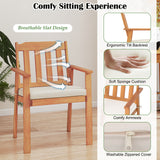 6 Pieces Patio Dining Table Set 63” Rectangle Table with 4 Acacia Wood Armchairs and Backless Bench