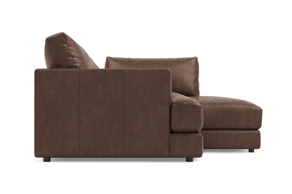 Valencia Serena Leather Three Seats with Right Chaise Sectional Sofa, Brown