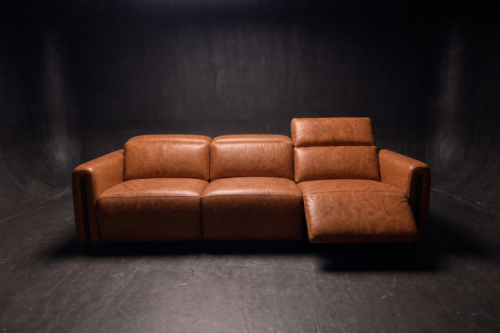Octavia Distressed Italian Aniline Leather Dual Reclining Sofa