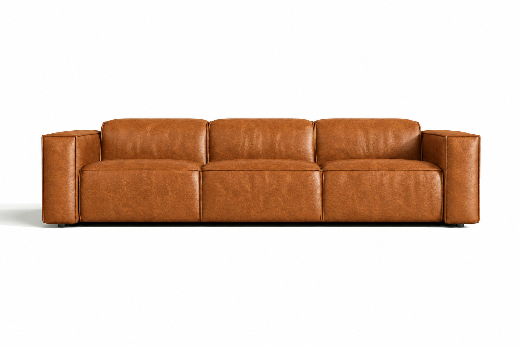 Emery Distressed Italian Aniline Leather Dual Recliner Sofa