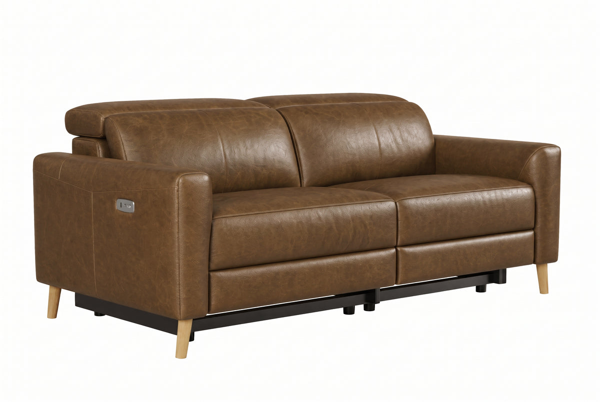 Elodie dual Recliner Sofa in distressed Italian aniline leather